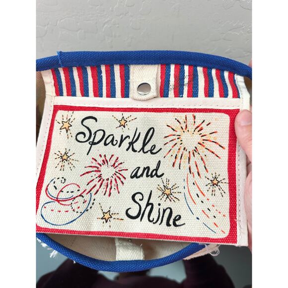 BRIGHTON | Love Hearts Canvas Crossbody Bag Red White Blue Patriotic Print - Picture 5 of 8